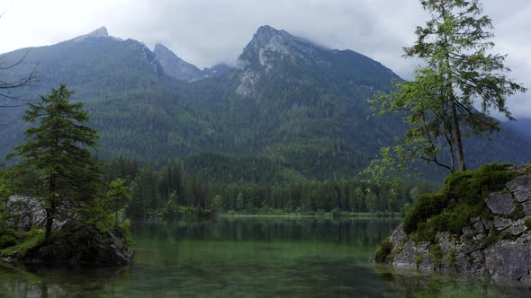 Aerial Hintersee Lake on Evening alt