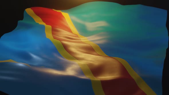 Democratic Republic of the Congo Flag Low Angle View