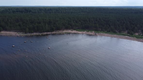 Aerial Video From a Drone Over the Coast