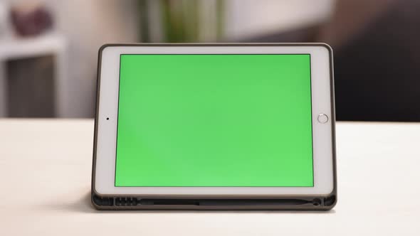 Tablet Computer with Green Screen and Chroma Key for Copy Space Mock Up With Modern Device