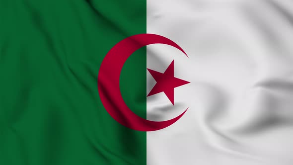 Algeria flag seamless closeup waving animation