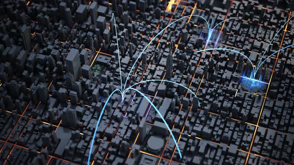 Modern City With Abstract Futuristic Network Connections alt