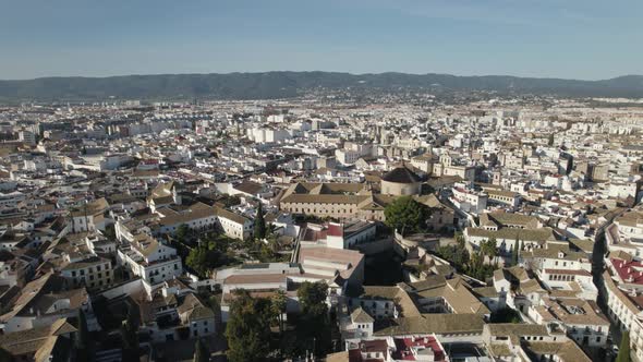 Beautiful Cordoba Cityscape, Orbiting around Santa Victoria Church, Andalusia. Spain