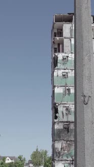 Vertical Video of a Destroyed House During the War in Ukraine alt