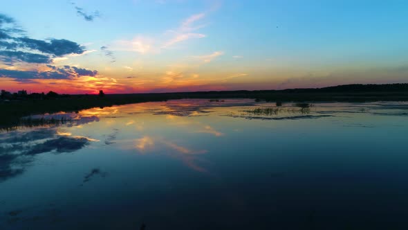 Calm Lake Water At Scenic Sunset