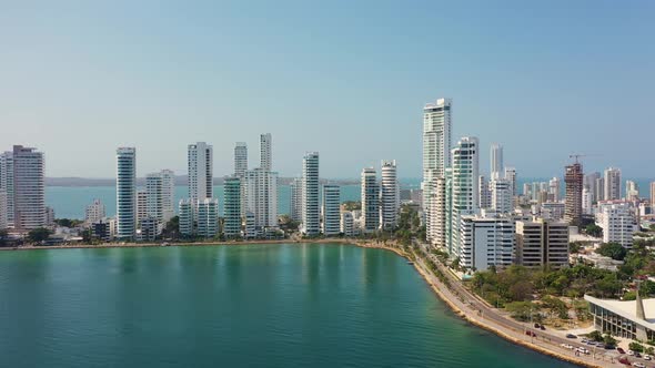 Aerial View of the Bocagrande District in Cartagena Colombia