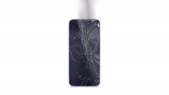 Blank broken phone mockup with cracked screen and fume alt