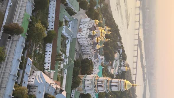 Vertical Video KyivPechersk Lavra in the Morning at Sunrise alt