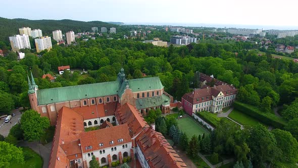 Aerial view of the Oliwa park in Sopot, Poland alt
