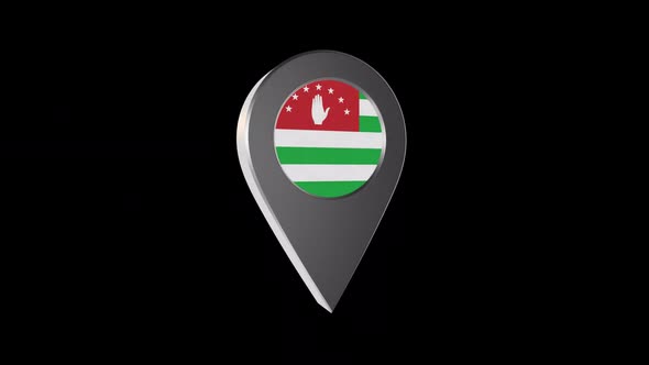 3d Animation Map Pointer With Republic Of Abkhazia Flag With Alpha Channel - 2K alt
