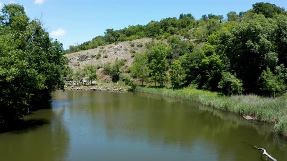 Drone flight along a river alt