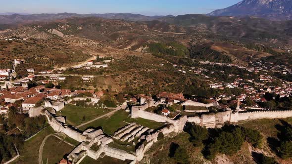 Aerial View of the Old Fortress in Mountains