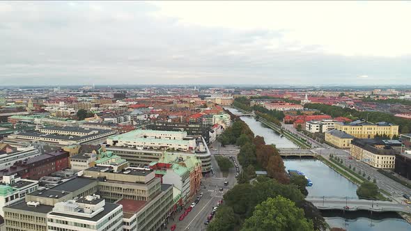 View of Malmoe and canal, Malmoe, Scania, Sweden