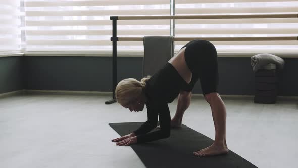 Woman Ptactice Yoga Indoors Alone