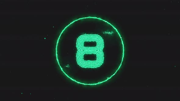 top ten countdowns, neon light numbers from 10 to 1, laser ray appears on black background alt