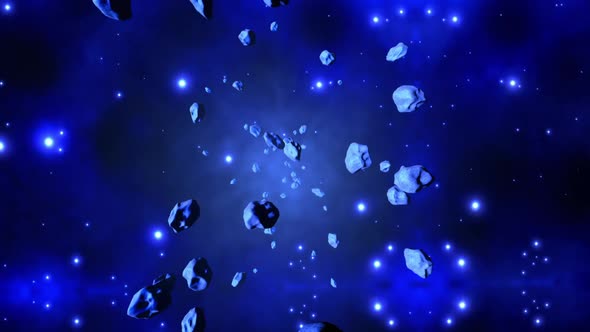 Animation of Asteroids floating in space alt
