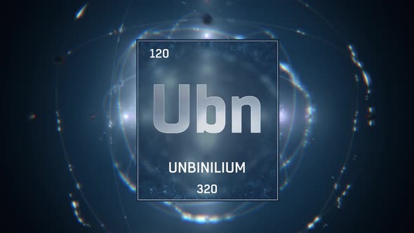 Unbinilium as Element 120 of the Periodic Table on Blue Background