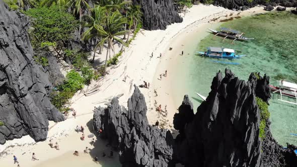 Aerial view of Tourists at the Beach