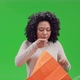 Green Screen Young Joyful African Female Holding Package with Gift - VideoHive Item for Sale
