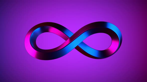Infinity neon sign on purple background alt