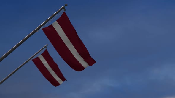 Latvia Flags In The Blue Sky - 2K