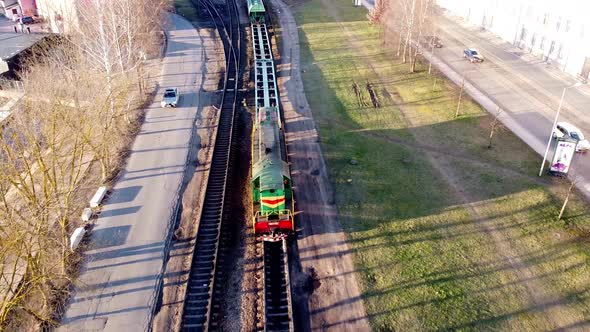 Cargo train moving on the railway alt