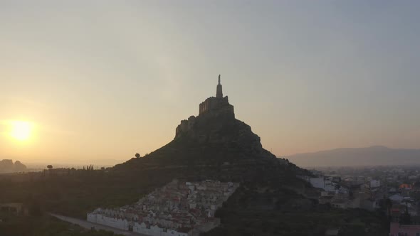Ancient Ruins of the Monteagudo Castle on Peak of the Mountain on Drone Shot alt