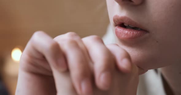 Thoughtful Woman Gets Nervous Feeling Stress Searching for Problem Solution