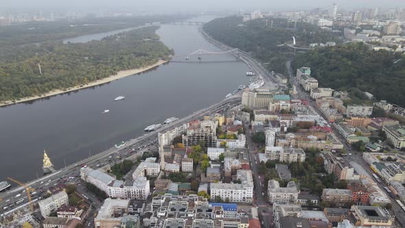 Cityscape of Kyiv, Ukraine. Aerial View, Slow Motion alt