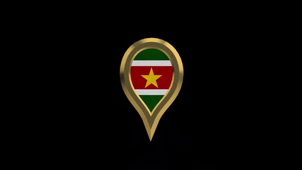 Suriname Flag 3D Rotating Location Gold Pin Icon alt