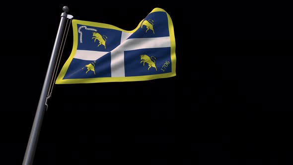 Flag Of Turin City (Italy) With Alpha Channel 4K alt