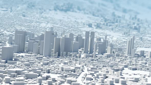 Big city. animation of a large stylized city with parallax effect and distorted perspective