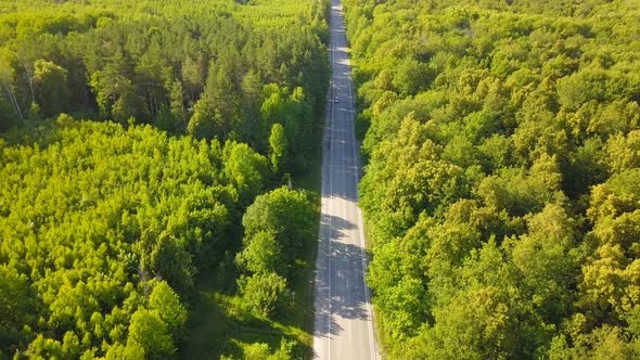 Car On The Road From Above