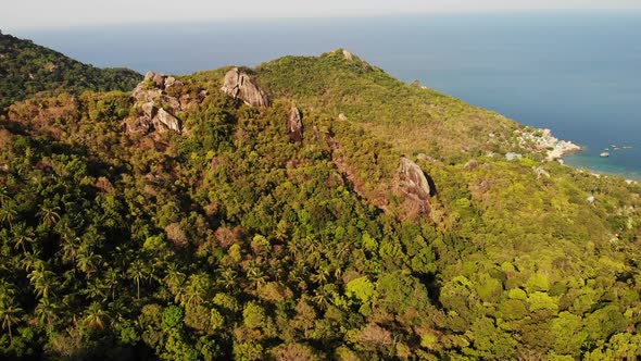 Jungles and Mountains of Tropical Island. Drone View of Green Jungles and Huge Boulders alt