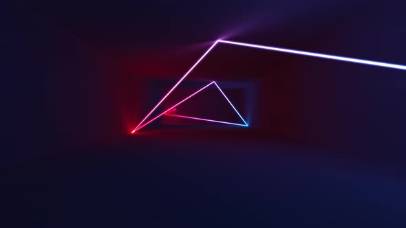 3d Render Abstract Background Neon Rays Inside Dark Box Tunnel Corridor Glowing Lines Fluorescent alt