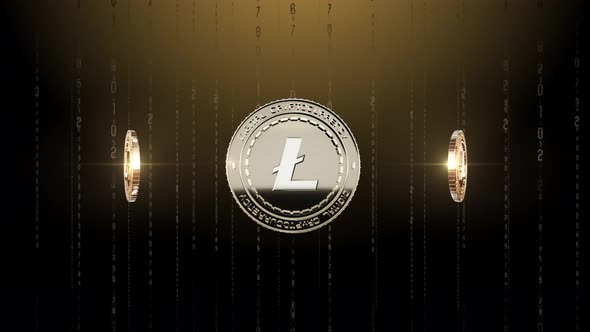 Set 6-7 Rotating LITE Cryptocurrency Background 4K