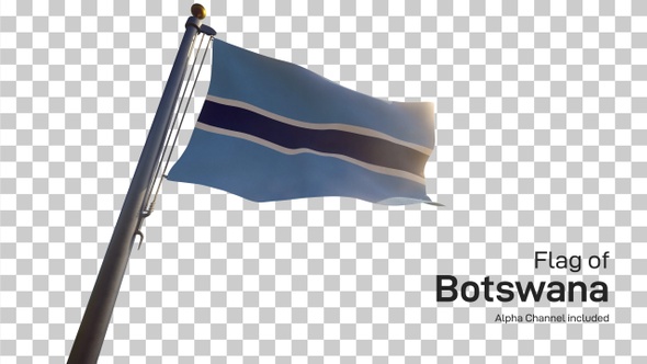 Botswana Flag on a Flagpole with Alpha-Channel alt