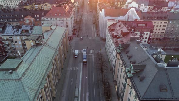 City Street in Stockholm, Sweden Aerial View