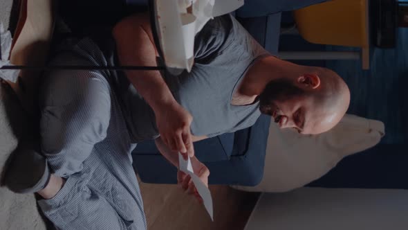 Vertical Video Man with Problems Cries Suffers Alone Desperate Having Tragic Diagnostic alt