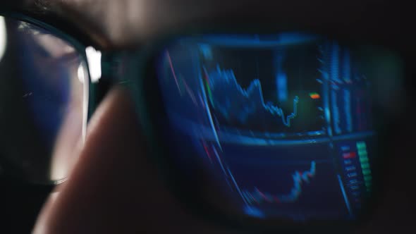 Trader is Working with Multiple Computer Screens with Charts and Data Analysis and Stock Broker alt