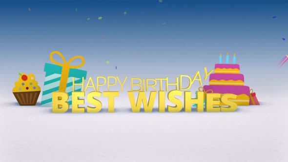 3D Happy Birthday Greeting Yellow Version