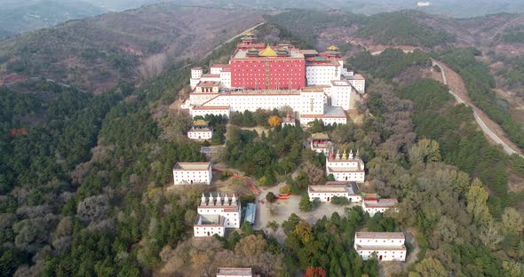 Aerial View of The Putuo Zongcheng Buddhist Temple, Chengde, China alt