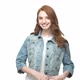 Slow Motion: Portrait Happy Young Caucasian Woman in Denim Making Heart Shape with Hands. - VideoHive Item for Sale