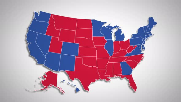 Result of the US Election 2020 - Animated Map Showing Red and Blue States