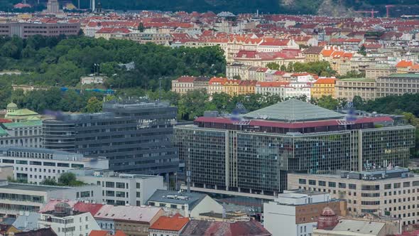 Panoramic View of Prague Timelapse From the Top of the Vitkov Memorial Czech Republic alt