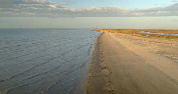 Aerial view of beach area on Galveston, Island Texas alt