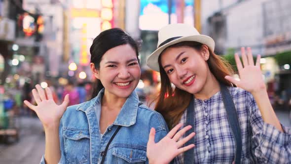 Traveler Asian  friend  travel in Bangkok, Thailand, sweet couple alt