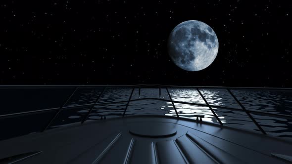 Travel on a yacht at night on the sea when the moon and stars are shining