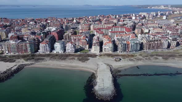 View From a Height of the City of Pomorie Which is Located on the Peninsula of Bulgaria and is