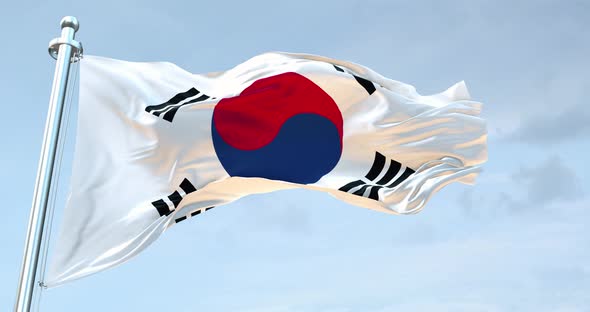 Korea South Flag Waving Loop 4 K, Motion Graphics | VideoHive